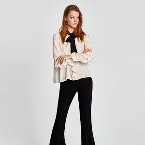 Zara high collar blouse with contrasting bow